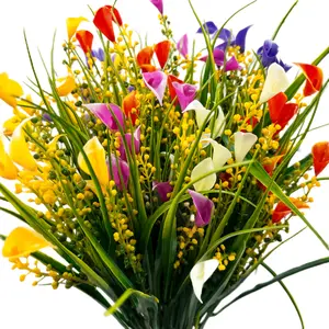 10 Bundles Artificial Flowers for Outdoor Fake Plants - Faux Outside Boxwood No Fade UV Resistant Plastic Shrubs Spring Home Decor Farmhouse Garden Greenery outdoor artificial flowers Artificial Flower Decoration