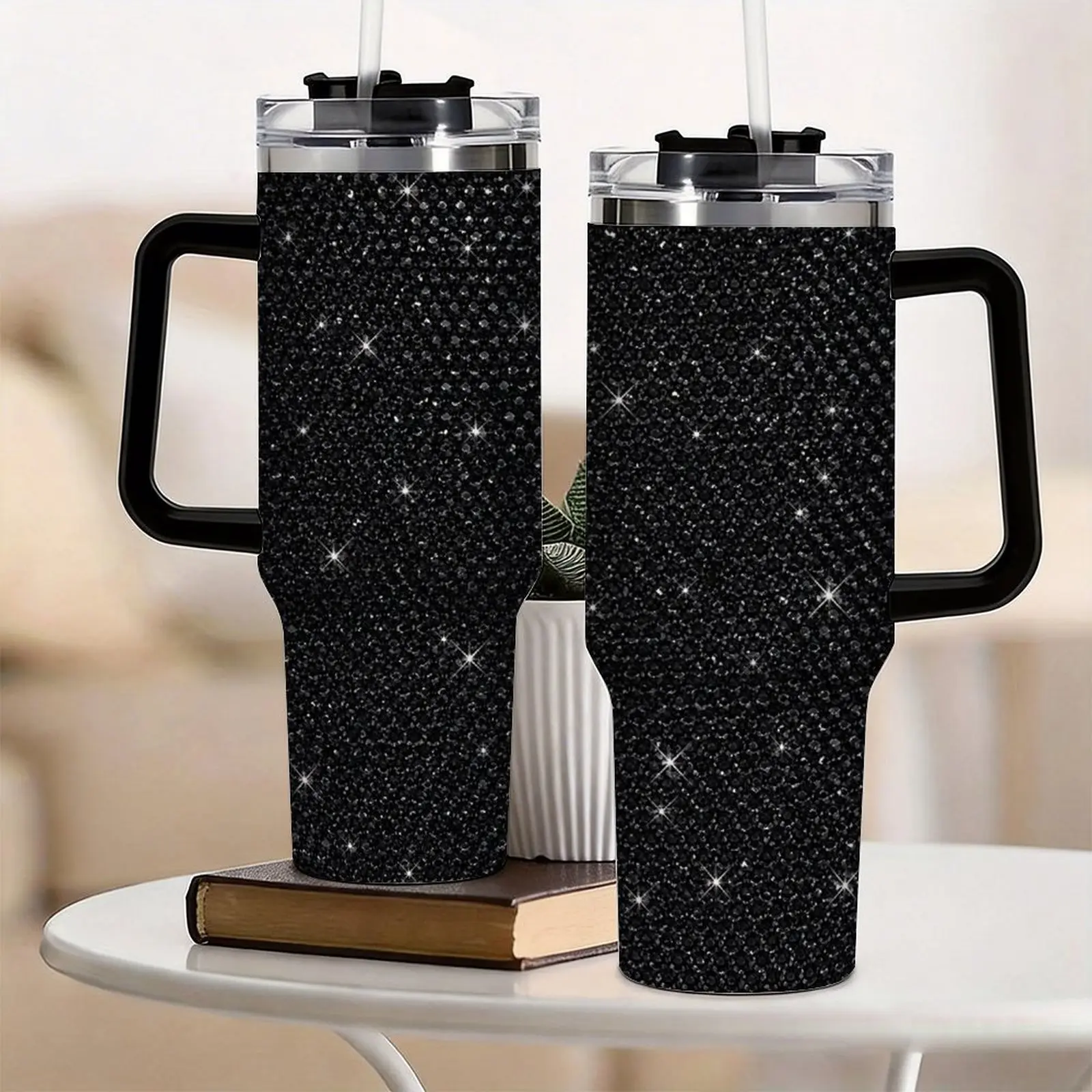 40oz Insulated Tumbler with Handle and Straw Lid – Stainless Steel Vacuum-Insulated Travel Mug, Leak-Proof Coffee Cup; Suitable for Women, Gym, Office, and Car Use