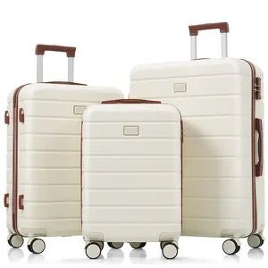 Advanced ABS portable travel set, (20+24+28 inches) 3-piece TSA lock luggage set, with 360 ° rotating wheels, a wide range of colors, a combination of soft and hard, the set is all inclusive, and can handle short to long distances