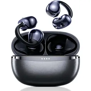 AI True Open Ear Earbuds Wireless Bluetooth Open Ear Headphones, Lightweight Clip on Earbuds 45H Playtime ENC Clip on Headphones, Over Ear Buds with Waterproof Fit Sport, Running, Workout