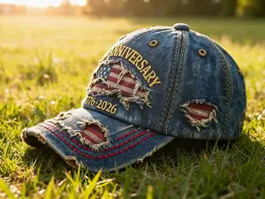1776-2026 250th Anniversary Denim Outdoor Baseball Hat, America Printed Baseball Graphic Hat, Summer Beach Sports & Outdoor Accessory, America Printed Hats, Baseball Graphic Hats