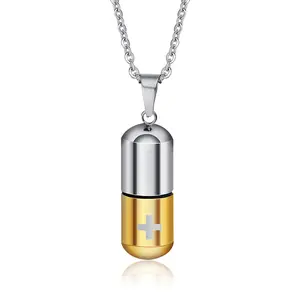 Creative stainless steel perfume bottle pendant necklace, cross titanium steel necklace, pet urn pendant necklace, pet memorial