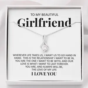 To My Beautiful Girlfriend Necklace From Boyfriend. Valentine's Day, Birthday, Christmas, Anniversary Gifts With Heartfelt Message & LED Box