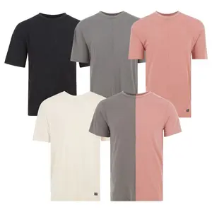 5 Pack Men's Solid Crew Neck Casual T-shirt Oversized Fit Slub Cotton Blend Tee