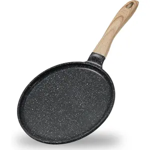 Nonstick Crepe Pan, 9.5 Inch Comales Para Tortillas Griddle Pan for Stove Top, Granite Coating Flat Pancake Pan Dosa Tawa, PFOA FREE and Induction Compatible (Grey)