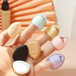 6-Piece Mini Finger Powder Puff Set with Container, Ideal Portable Beauty Puff Makeup Tool for Cream Concealer Application, Perfect Flawless Finish