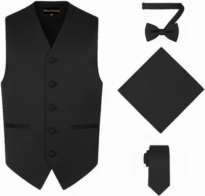 Oliver George Men’s Modern Sleeveless Formal Suit Set – Wrinkle‑Resistant Breathable Fabric, Adjustable Strap, Classic Tailored Silhouette, XS‑4XL for Office Wear ,Big, Gilet