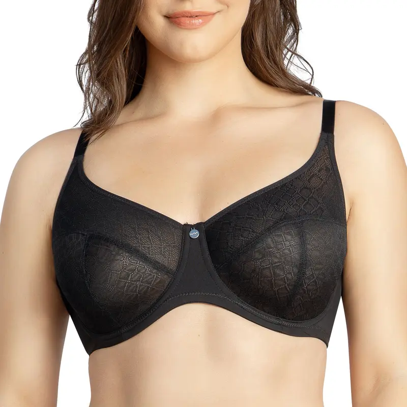 PARFAIT Enora P5272 Womenswear Full Busted Jacquard and Lace Fabric Supportive Full Coverage Basic Comfort Unlined Minimizer Bra Smooth Minimalist
