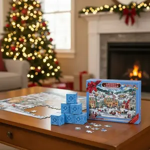 24-Day Christmas Countdown Puzzle Calendar, Daily Challenge Advent Calendar with Doors, Family Holiday Game for Kids & Adults