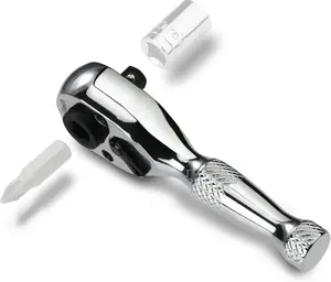 1/4-Inch Stubby Ratchet Wrench, Socket&Bit Driver, 72-, Chrome Alloy Made, Chrome Plated Finish