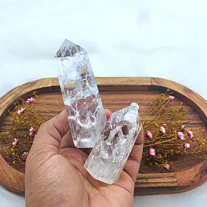 Clear Crackle Quartz Tower