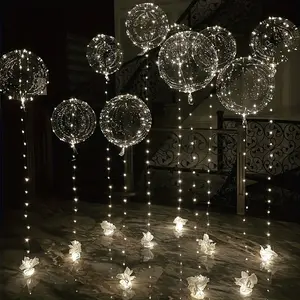 Department Store [Cool White LED Lights] 10pcs Cool Balloon String Lights - Transparent Bobo Ball Design, Plastic, No Gas, Battery Required for Birthday, Wedding, Anniversary, Valentine's Day, Christmas Party Decorations