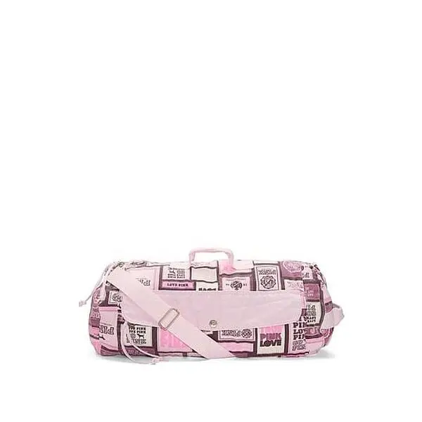 PINK Canvas Rolled Duﬄe Bag
