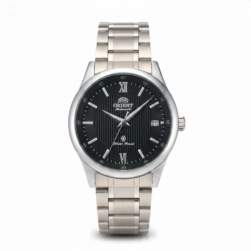Orient Automatic Men Mechanical Watch Roman Numeral Dial Date Window Water Resistant Genuine Leather & Stainless Steel Bracelet Classic Business Dress Wrist Watch Gift For Him