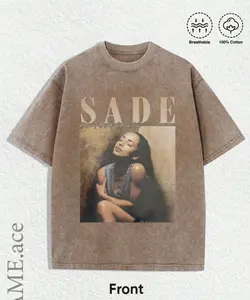 SADE vibe -  Tops, Y2K Swag Tee, Graphic T-Shirt - Bohemian Retro Music Band Tee With Black & Golden Print, Spring/Summer/Fall Men Clothes, Regular Fit Shirt Men's Round Neck Printed Short Sleeve Casual Everyday T-Shirt, Graphic Tees Men
