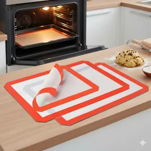 Reusable Non-Stick Silicone Baking Mat, Oven Safe Food Grade Cooking Pad, Non-Slip Cookie & Macaron Sheet, Easy Clean Multipurpose Kitchen Tool, Eco-Friendly Baking Accessory for Home, Bakeware
