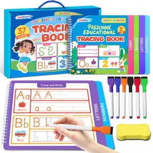LUMIKIDZ Preschool Learning Activities - Toddler Handwriting Practice and Tracing Books for Kids Ages 3-7, Montessori Busy Book, ABC Letter Number Workbooks, Autism Educational Gift for Boys and Girls