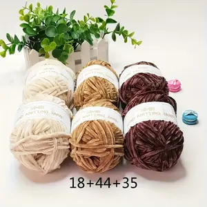 6pcs/300g Soft and Comfortable Golden Thread Velvet Ice Strip Mixed Color Pack, Thick and Fluffy Velvet Crochet Knitting Blankets and Crochet Knitting DIY, Hats, Bags, Soft Ice Strip Thread Crochet Thread with Hooks