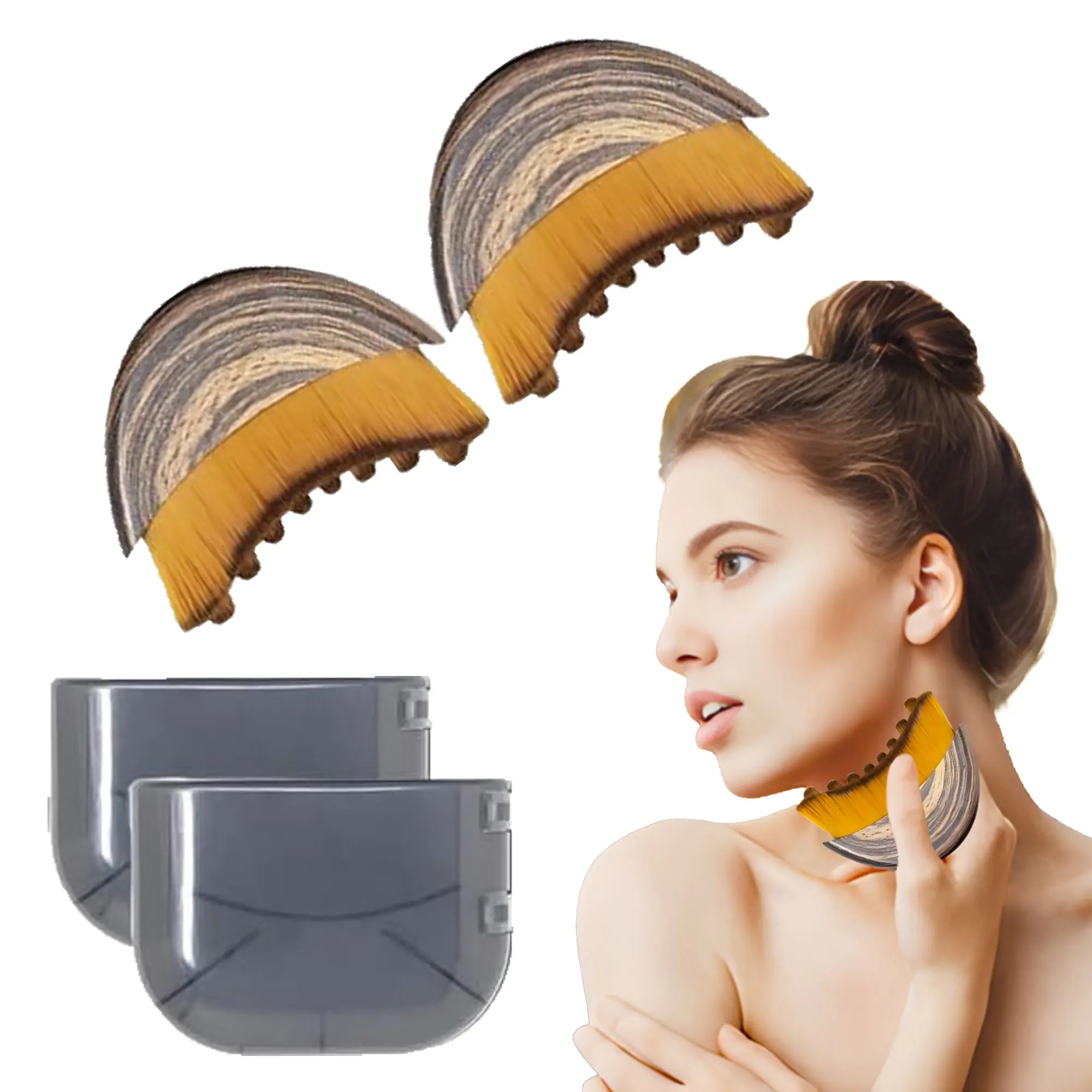 2PC Ergonomic Lymphatic Contour Face & Body Brush Set for Jawline Chin Sculpting Dry Brushing Massager with Travel Case for Lymphatic Drainage Facial Fatigue Relief - Storage