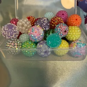 Rhinestone Sugar Hand Painted Mixture of Size and Color Beads in Medium Size Container for Beach Decor