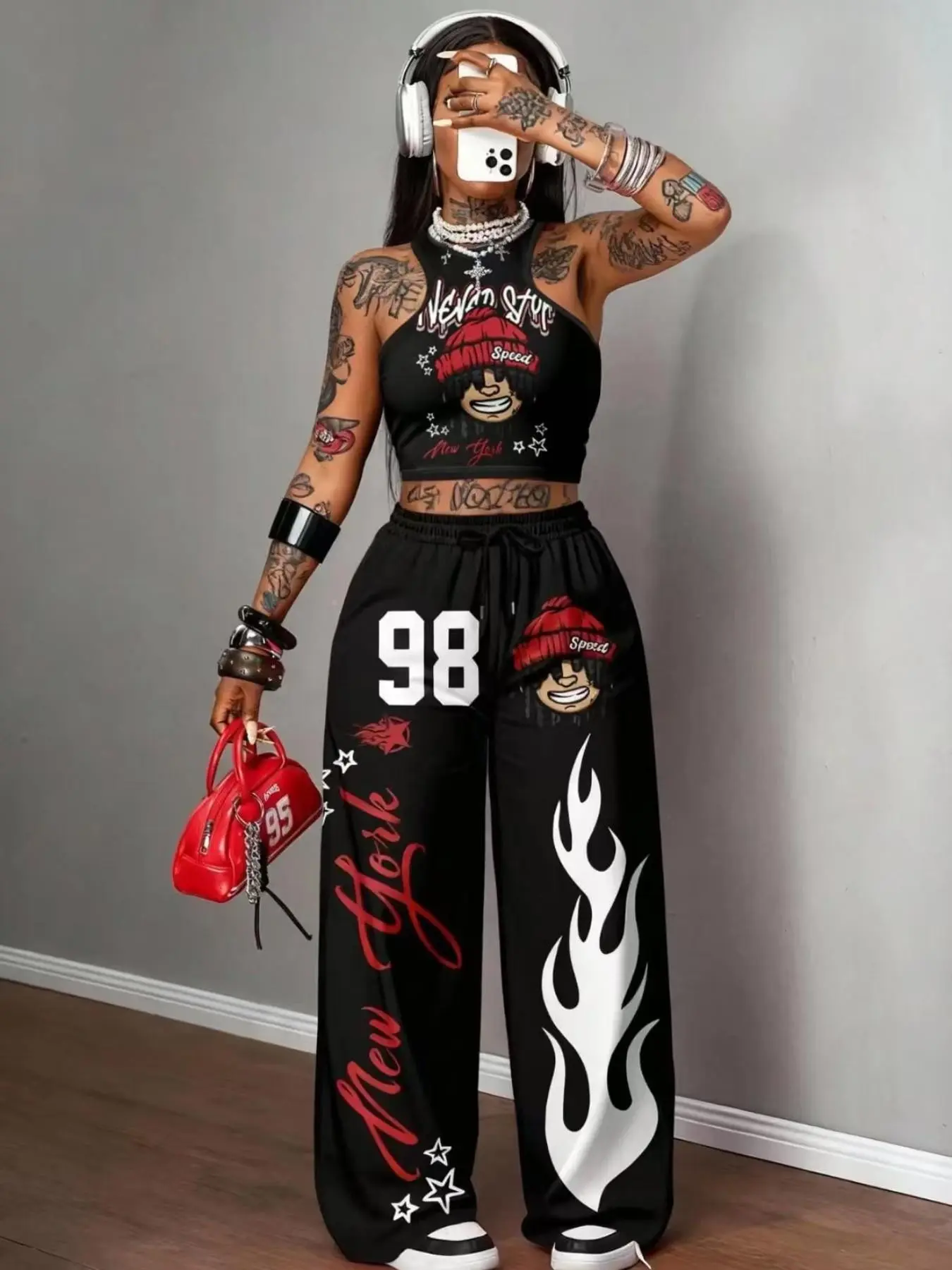 New Summer Casual Sporty Round Neck Patchwork 23 Number Slogan Print Short Sleeve T-Shirt + Shorts Set, Women's Two-Piece Casual Lounge Sets, Casual Chic Set