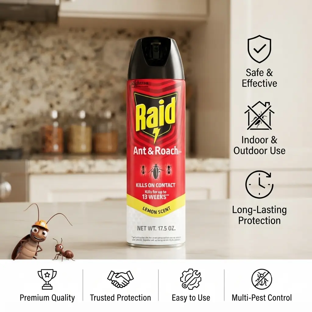 Ant & Roach Killer Spray For Listed Bugs, Keeps Killing for 13 Weeks, Lemon Scent, 17.5 oz