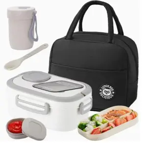 2 Layer Bento Lunch Box Set with Spoon, Soup Cup & Insulated Bag – Portable Meal Prep Container for School, Office & Outdoor Use