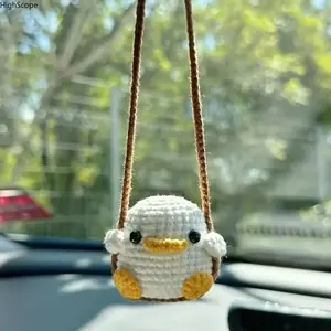 Crochet Frog Car Charm – Handmade Green Boho Ornament, Cute Whimsical Hanging Decoration for Car, Office & Kitchen