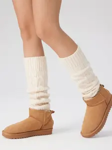 Women's 1 Pair Solid Textured Knit Fitted Leg Warmers, Casual Cozy Warm Leg Warmers for Fall & Winter, Women's Basic Socks for Daily Wear