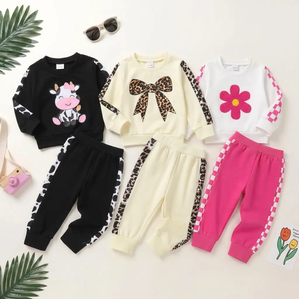 Baby Girl Fall Clothes Toddler Sweatsuit Butterfly Print Long Sleeve Sweatshirt Top and Sweatpants Set