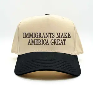 Immigrants Make America Great Two Tone Embroidered Baseball Hat – Pro-Immigrant Statement Cap - Immigrants Make America Great Two Tone Embroidered Baseball Cap - Gift for Political Activist