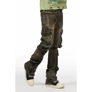 Cloudy Dark Grey Stacked Flare Jean