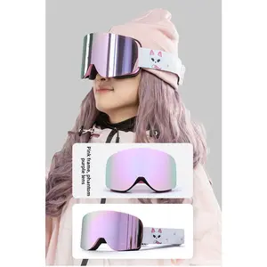 Cylindrical Full Coverage True Film Ski Goggles Double Layer Anti-Fog Snow Goggles Snow Protection Goggles with Prescription Slot