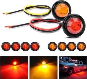 Nilight 10 PCS 3/4 Inch Round Mini LED Clearance Light LED Front Rear Side Marker Indicator Light Bullet Marker Light for Truck RV Car Bus Trailer Van Caravan Boat (12V, Red+Amber) Vehicle Autos
