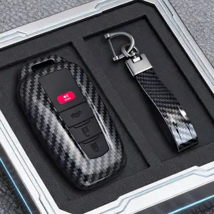 Abs Carbon Fiber Car Key Cover Case for Toyota Prius Camry Corolla Chr C-Hr Rav4 Land Cruiser Prado, Protective Accessory