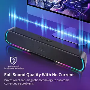 Computer Speakers for Desktop PC, Bluetooth PC Speakers with Dynamic RGB Light, Wired USB Plug & Play Computer Sound Bar, USB Powered Gaming Speakers for Desktop, Laptops, Phone, Tablet