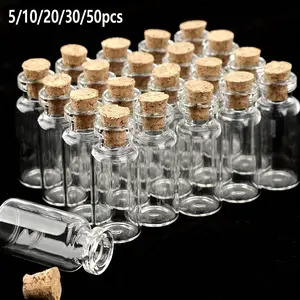 5/10/20/30/50pcs Mini Magic Bottles Set, 2ML Glass Containers with Cork Stoppers, Ideal for Drifting, Wishing, Candy Storage, Art Crafts, Wedding Favors
