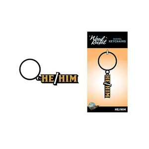 Wood Rocket He / him Keychain - Black / gold