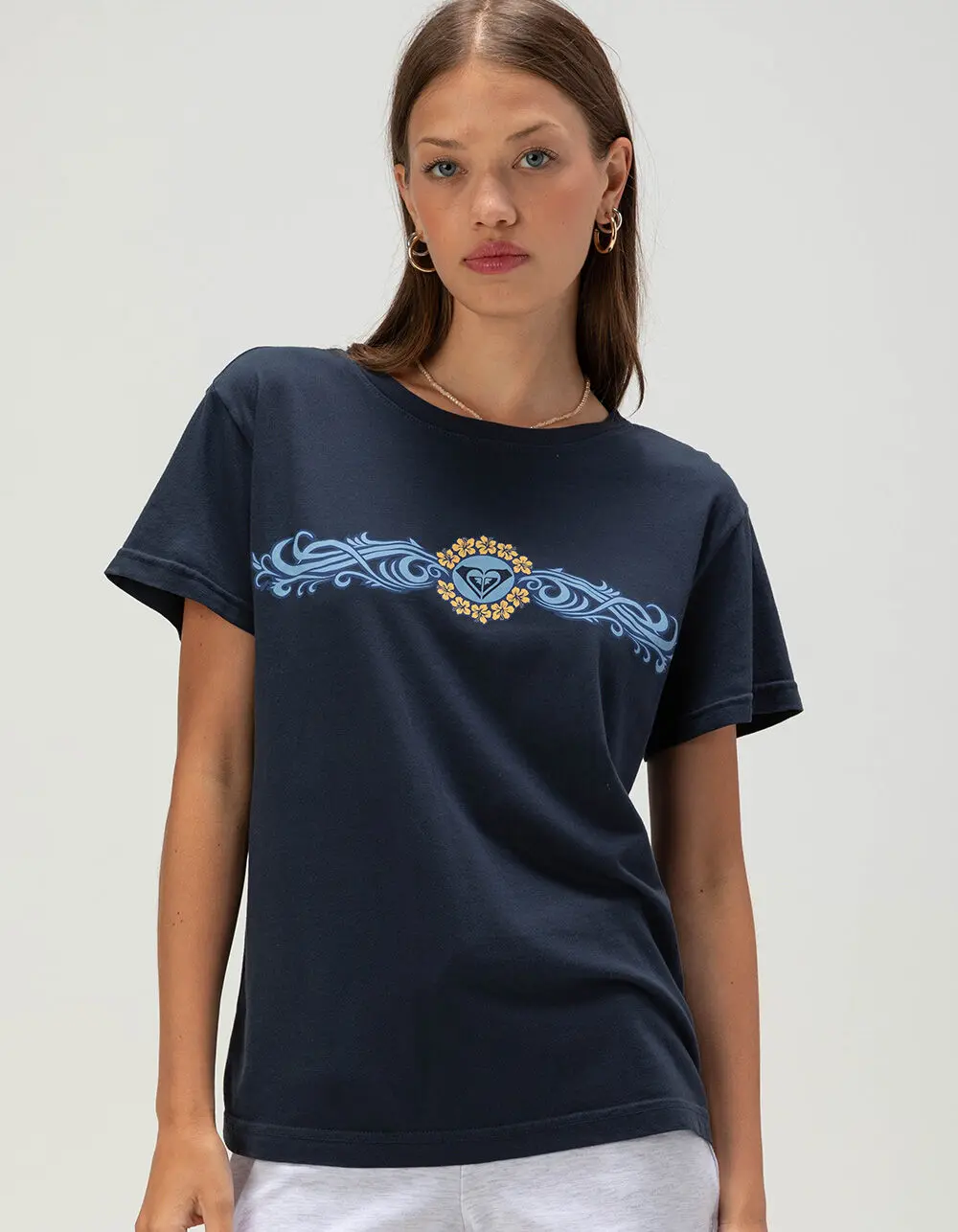 ROXY Hibiscus Tribal Womens Boyfriend Tee