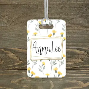 Personalized Luggage Tag | Custom Monogram Bag Tag | Yellow Watercolor Flower