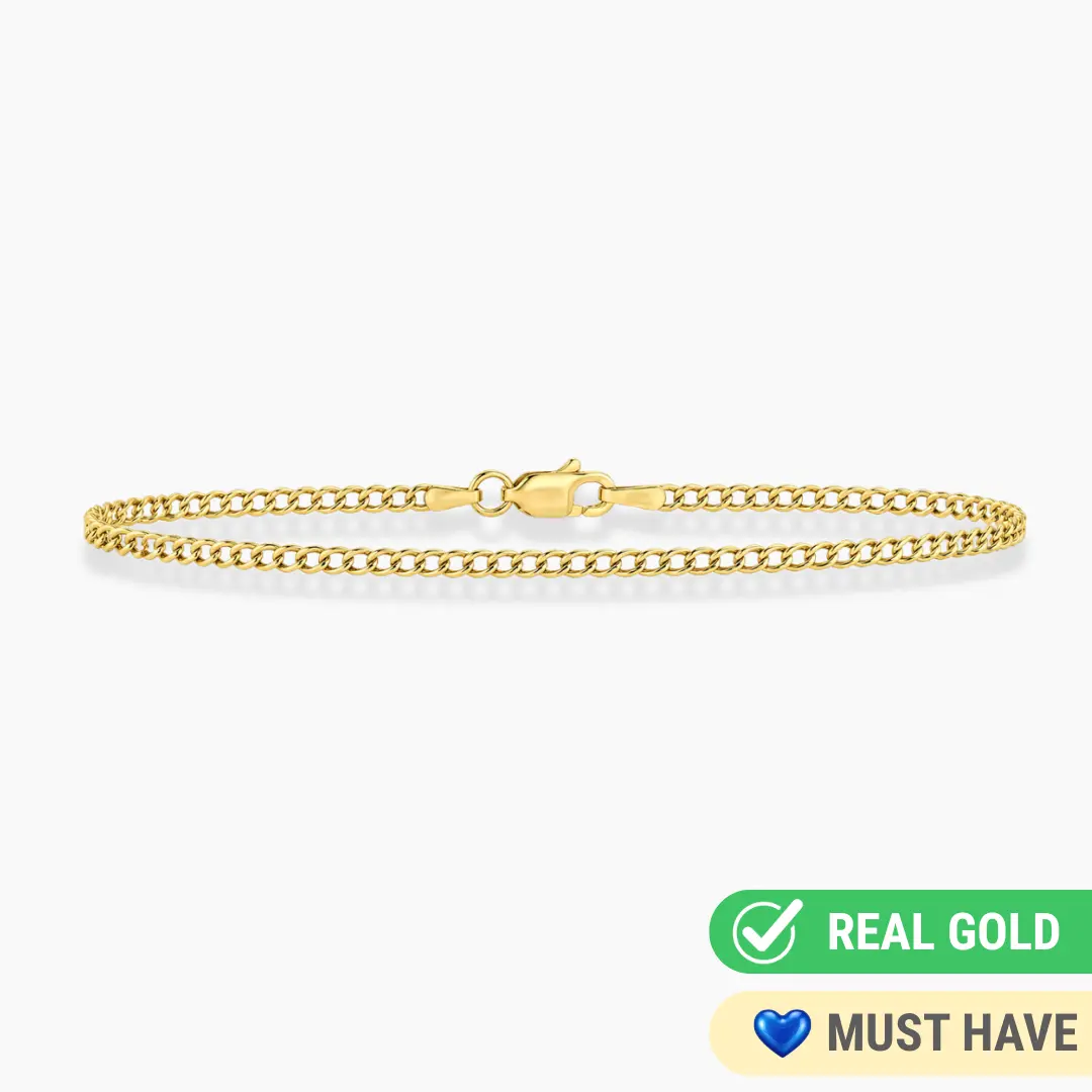 14K YELLOW GOLD CUBAN BRACELET -2MM