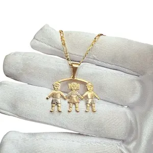 Fashionable and simple "Family" pendant necklace, unisex, suitable as a gift for mom, 18k gold plated body jewelry accessory, Mother's Day