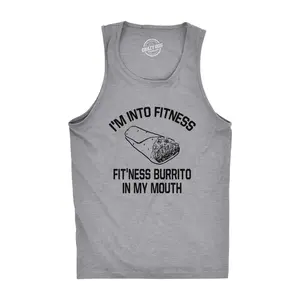 Mens Fitness Burrito Funny Gym Sarcasm Mens Humorous Novelty Tees Fitness Tank Top Funny Workout Shirt for Men with Plus Sizes Cinco De Mayo Tank Top for Men Funny Fitness Sleeveless Tee Novelty Tank Tops for Light Grey