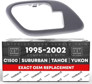 Interior Front Driver Door Handle Bezel - Compatible with 1995-1999 Chevrolet GMC C1500 & K1500 Suburban, C2500 & K2500 Suburban, 95-00 C3500 & K3500, 95-02 C3500HD, C5500, Gray - OEM 15708079, 81922
