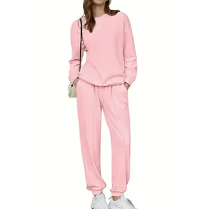 2024 Winter Outfits for Women 2 Piece Sweatsuits Fleece Sherpa Lined Jogger Tracksuit Set White 2XL
