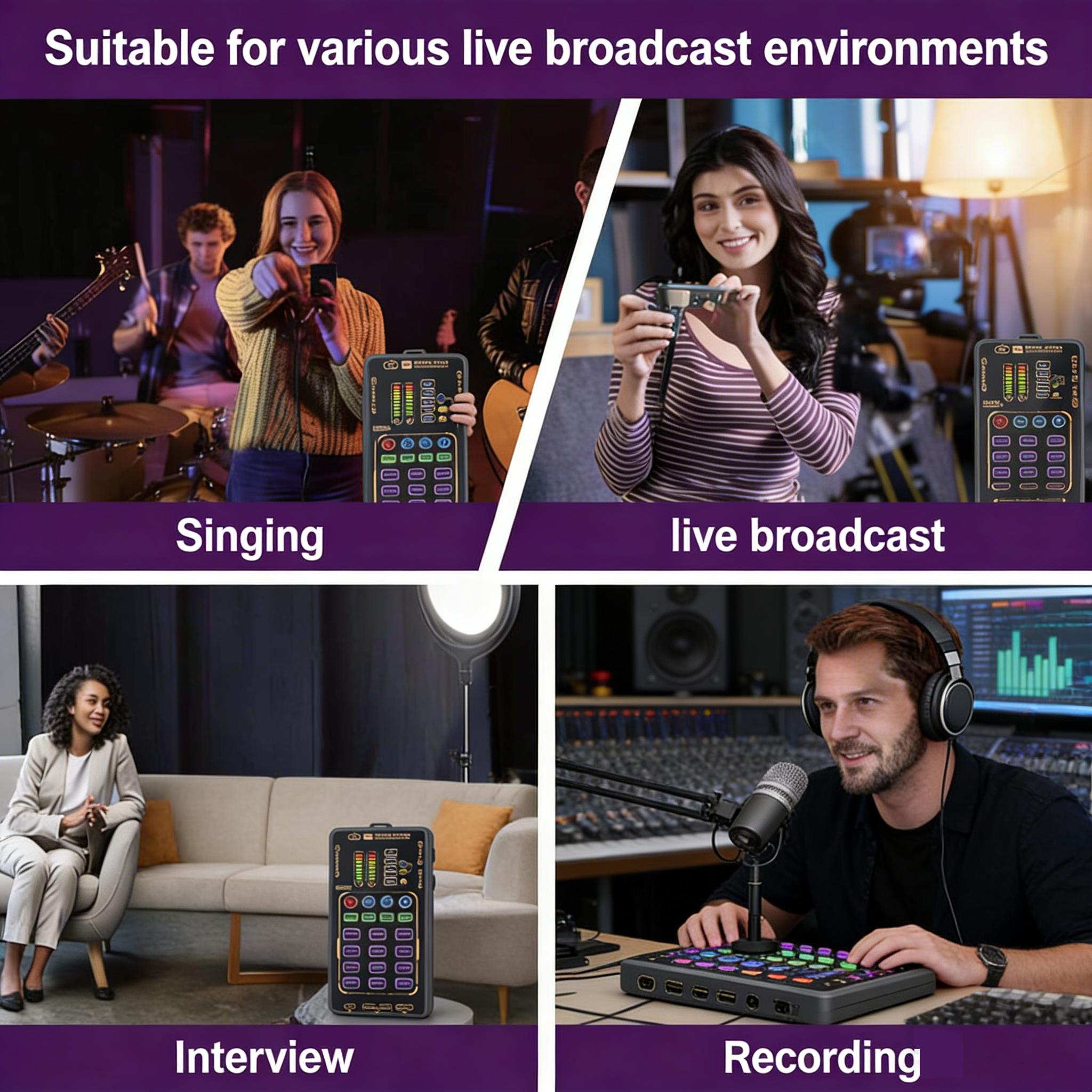 X55 Pro Compact Handheld Sound Card Kit for Podcasts Portable Audio Interface Compatible with Mobile Phones & Computers Ideal for Podcasters and Audio Enthusiasts