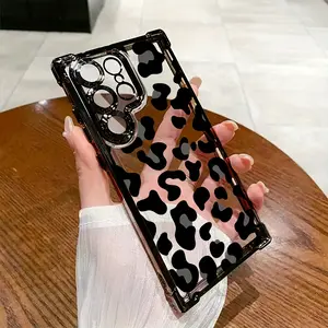 Phone Case - Y2K Black Leopard Print Phone Case Compatible with Samsung Galaxy S25 S24 S23 S22 S21 FE Ultra Plus 4G 5G, Shockproof Transparent Soft Back Cover