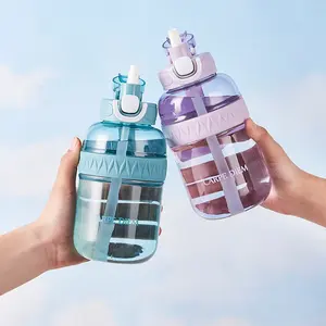 Leak Proof One Click Pop Up Tumbler, Transparent Sports Water Bottle with Scale, Multiple Colors, Carpe Diem Straw Included