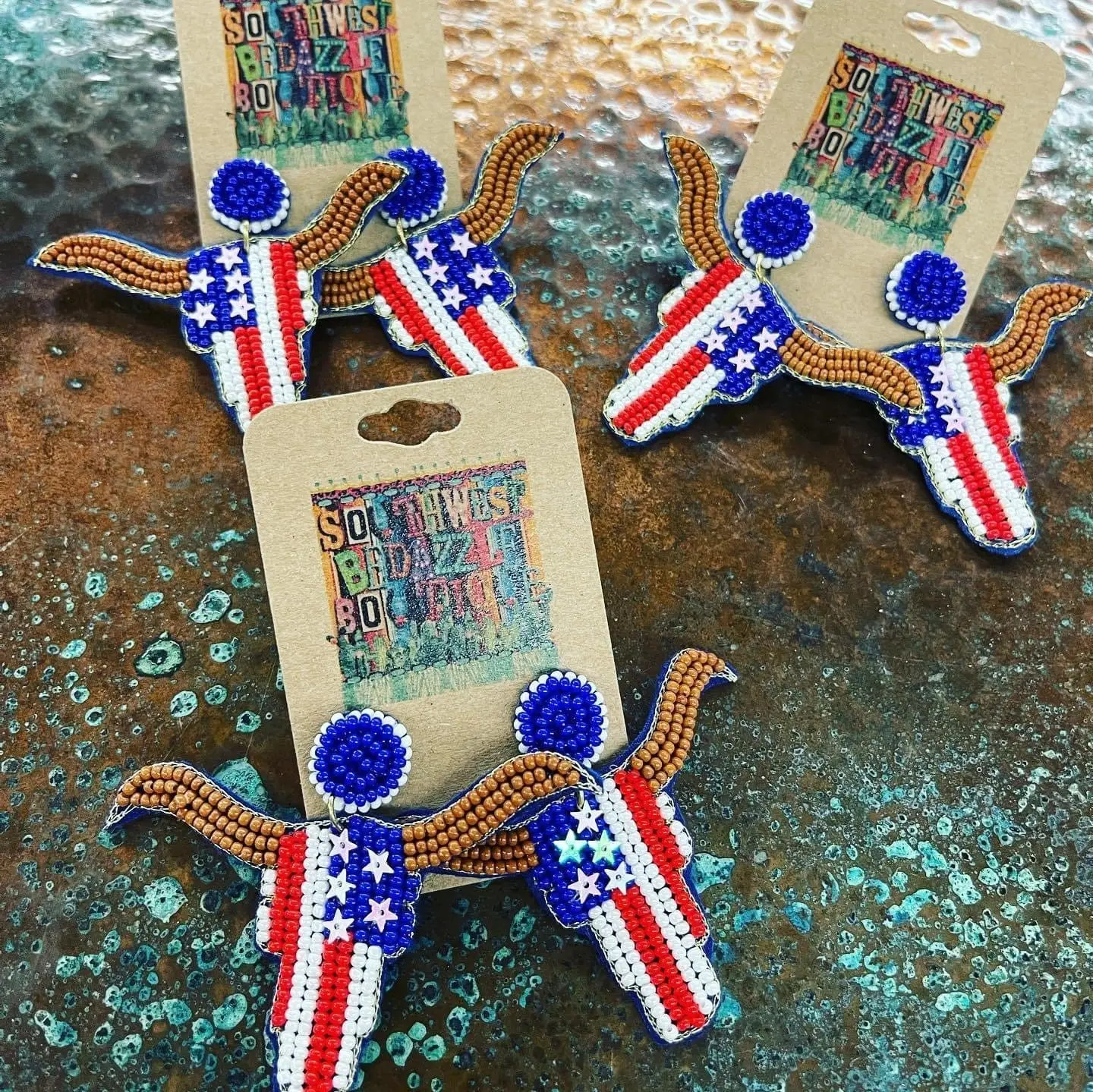 USA longhorn earrings