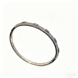 Women’s Dainty Full Pave Cuff Bracelet, Two-Row Zircon Stackable Bangle, 18K Rose Gold Plated, Hypoallergenic, Everyday Luxury Jewelry